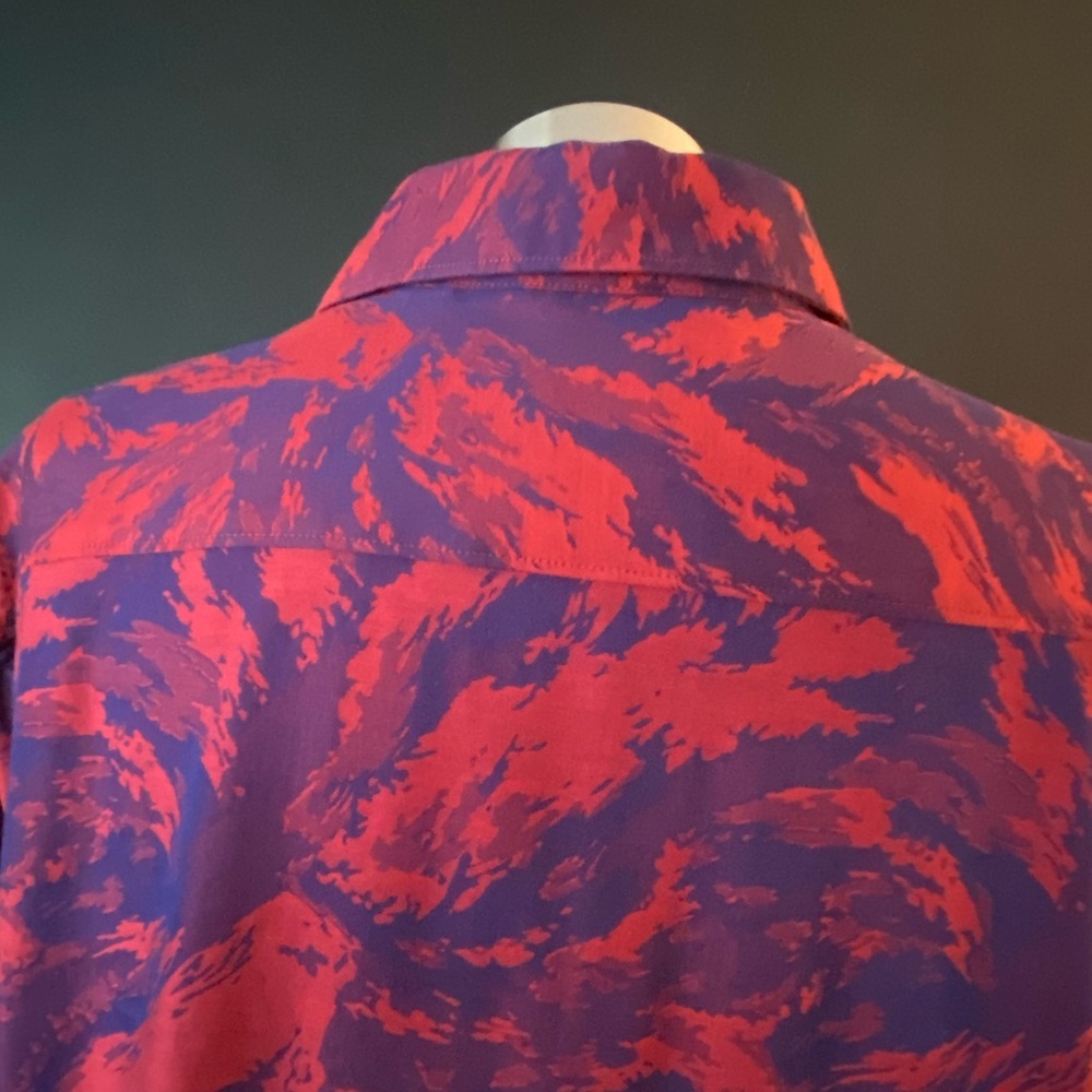 Robert Graham Red Purple Abstract Print Button Down Shirt Contrast Cuffs - Picture 7 of 10